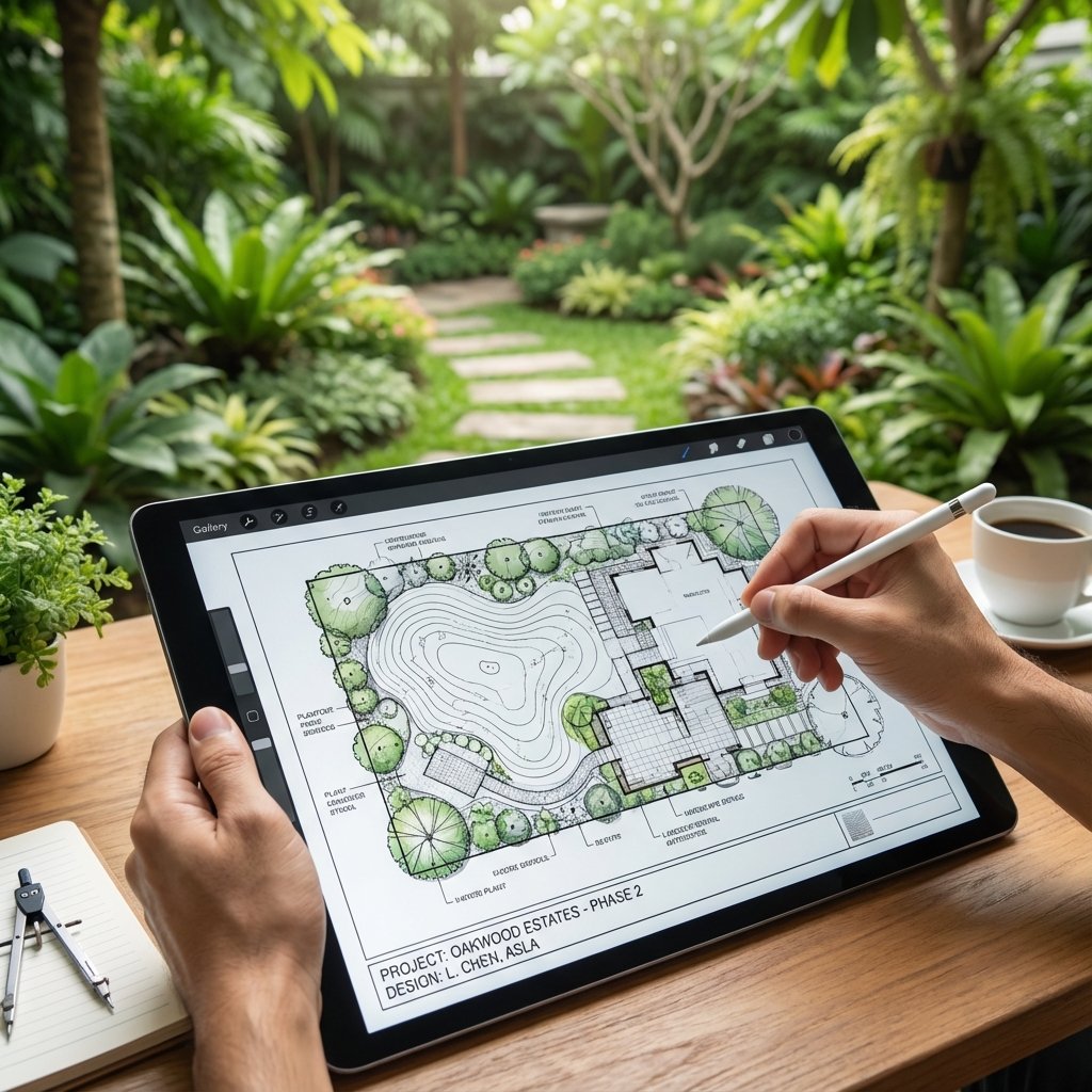 Peyzaj Mimarı Çalışırken